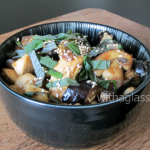 Aubergine, Mushrooms, Chicken with Cashew Nuts in Miso Sauce