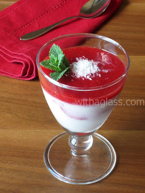 Coconut and Strawberry Wobbly Cream with Agar