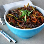 Korean Noodles Stir Fried with Ground Beef